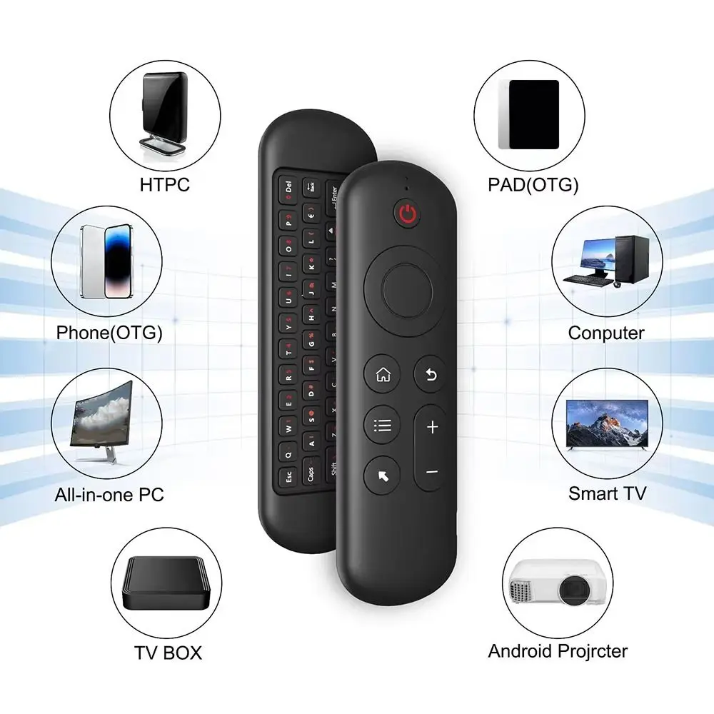 2-in-1 Mini Keyboard 2.4G Wireless Air Mouse 7 Color Backlit Bluetooth 5.2 Replacement Remote Control Gyroscope