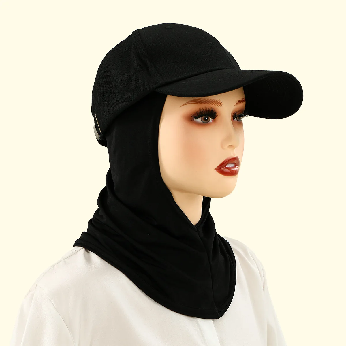 

2PCS Baseball Cap With Instant Hijab Women Muslim Brim Visor Hat Turban Pull On Scarf Jersey Headscarf Bonnet Turban Head Wraps