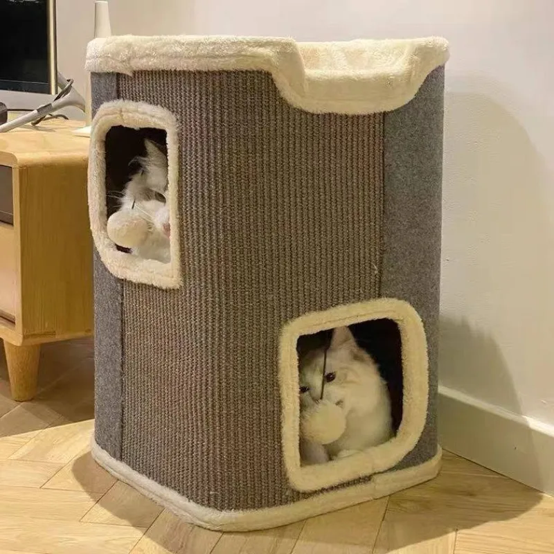 

Двухъярусная кошачья лежанка-домик для кошек, универсальная, всесезонная, с лазалкой