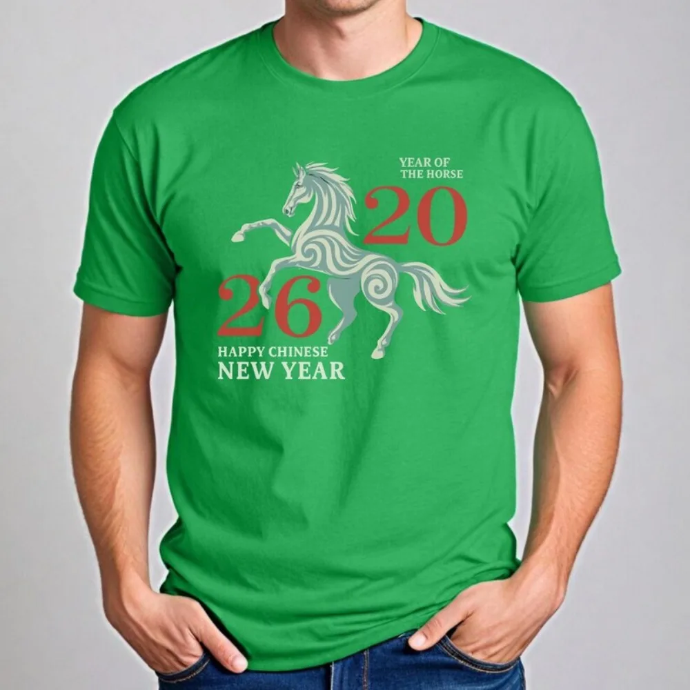 Year of The Horse 2026 T-Shirt Chinese New Year Zodiac Tee Men Women New Year Gift Clothing Creative Design Casual Cotton Tshirt