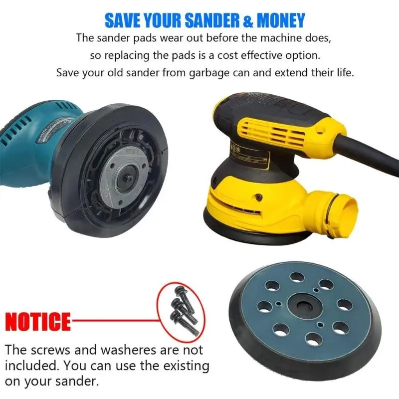

Dependable 5Inch 8Hole Sander Replacement Pad Car Polishing Pad Works With Different Electric Grinders Wide Compatible D2RD