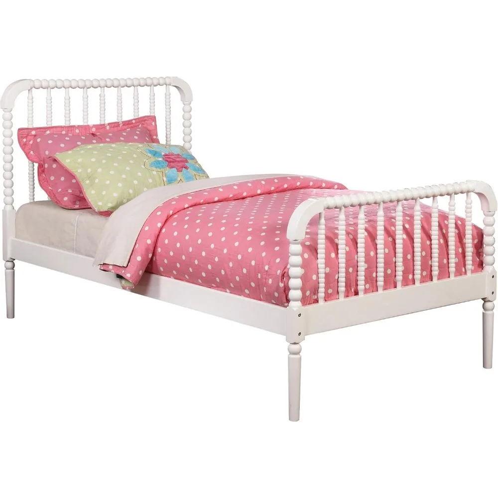 

Coaster Home Furnishings Jones Country Farmhouse Wood Jenny Lind Bobbin Twin Size Open Frame Fully Slatted Platform Bed FrameWhi