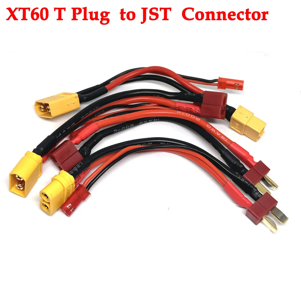 

XT60/T plug to Male XT60/T JST Female / Male Connector Adapter 14AWG Extension Cable Leads Adapte For RC Lipo Battery