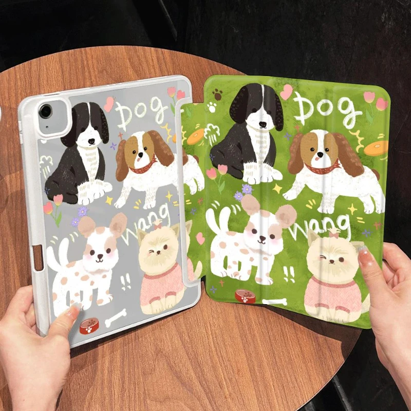 Tri-fold Funda for Ipad Mini 6th Generation 2021 Ipad 2017 2018 9.7inch 2020 Pro 11 10th Funda Cute Puppy Party Protective Cover