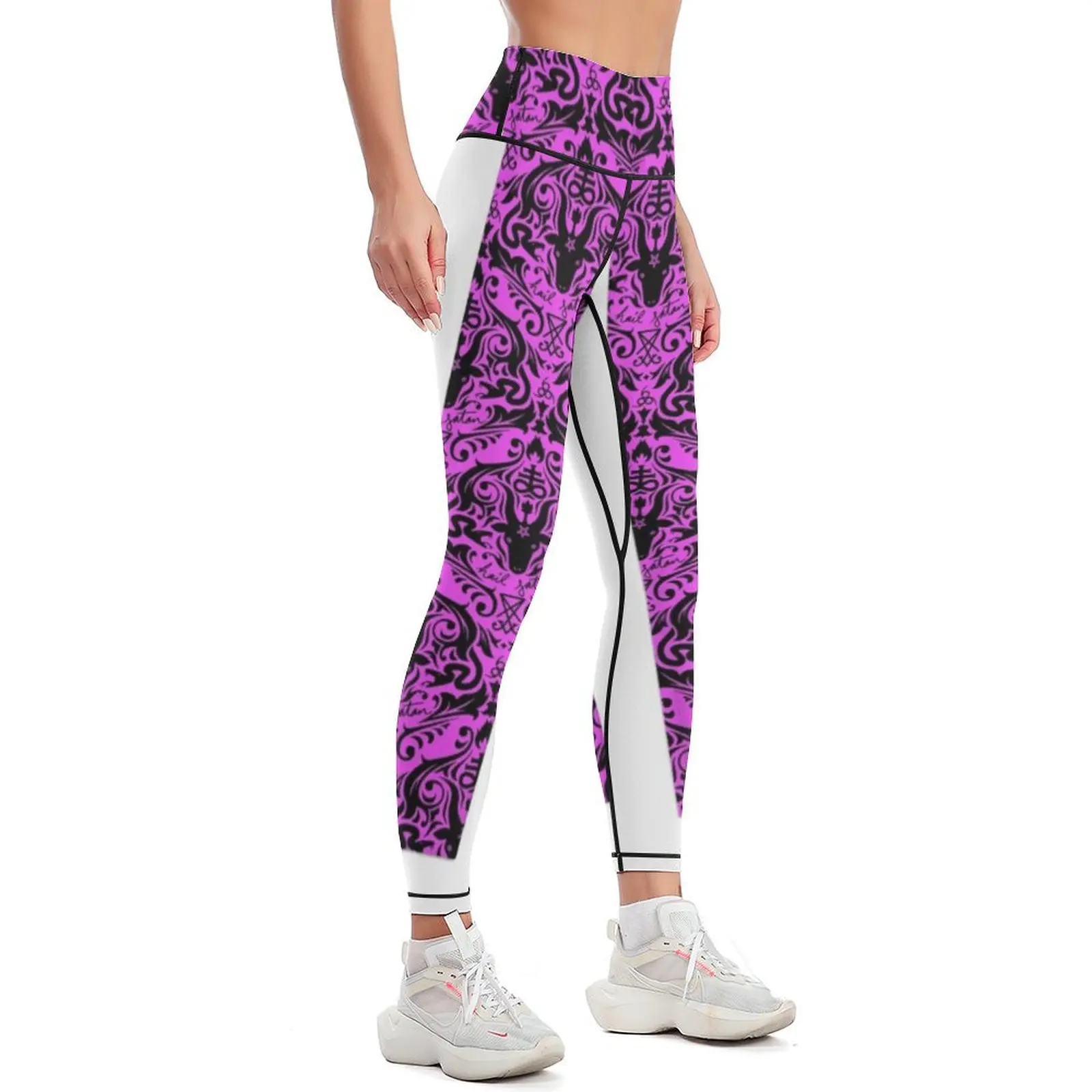 Damask - Hail Satan (Black & Pink default) Leggings leggins push up woman sportswear for gym Womens Leggings