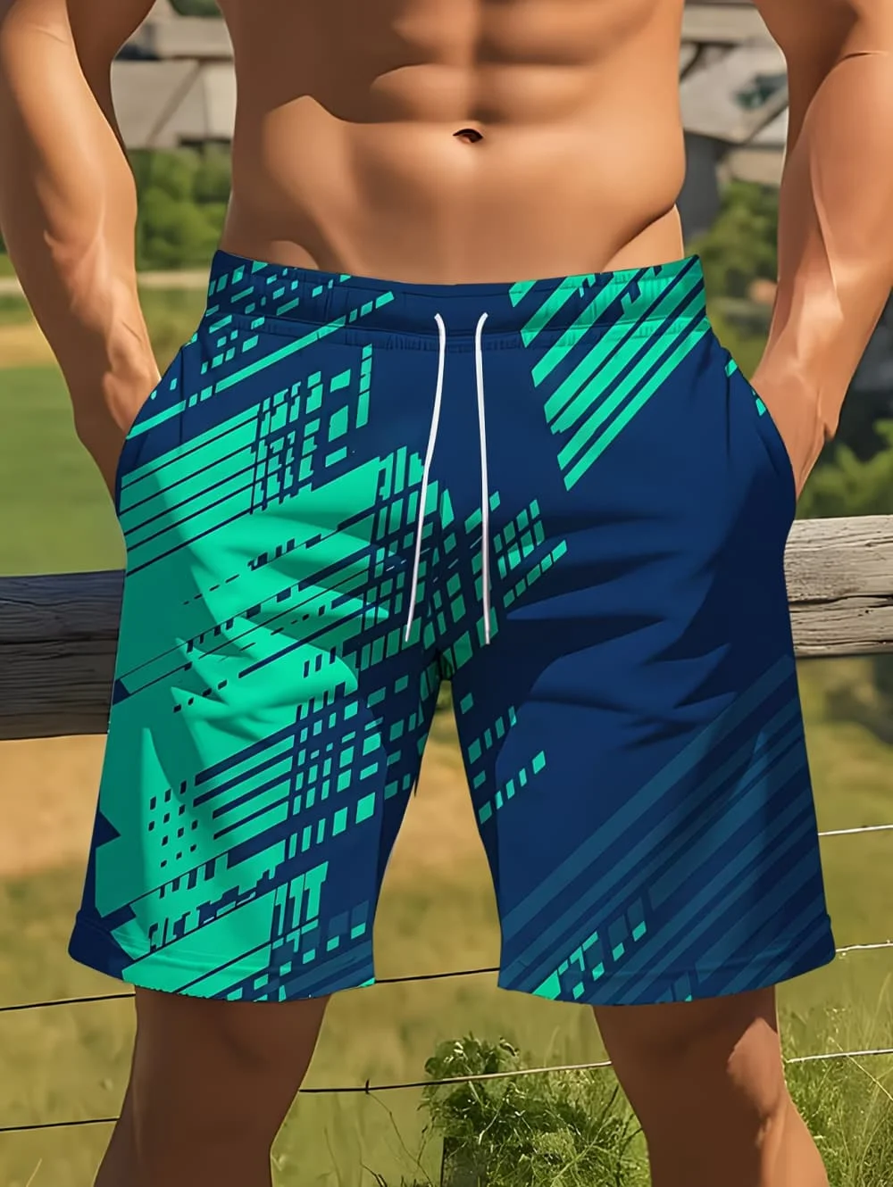 Men's Hawaiian Swim Trunks 3D Gradient Palm Tree Print Beach Shorts Quick Dry Outdoor Fashion Sports Shorts Fashion Men's Shorts