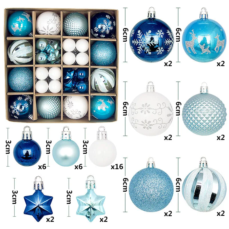 44-teiliges Set 3/6CM Frohe Weihnachten Dekorationskugeln Christbaumanhänger für Heimdekoration Neujahr 2026 Navidad Geschenke Zubehör – Detail 15