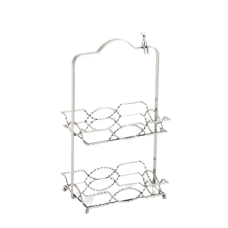 Two-layer wrought iron modern simple hotel clubhouse afternoon tea cake cold food rack home cosmetics jewelry storage rack