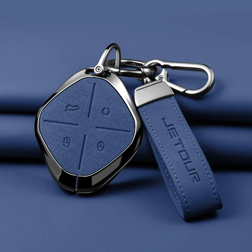 Imagen 1 del producto Funda de cuero de aleación de Zinc para llave de coche, cubierta completa, soporte para Chery DASHING X-1 Plus DTC Jetour 2022 2023, accesorios para llavero de coche