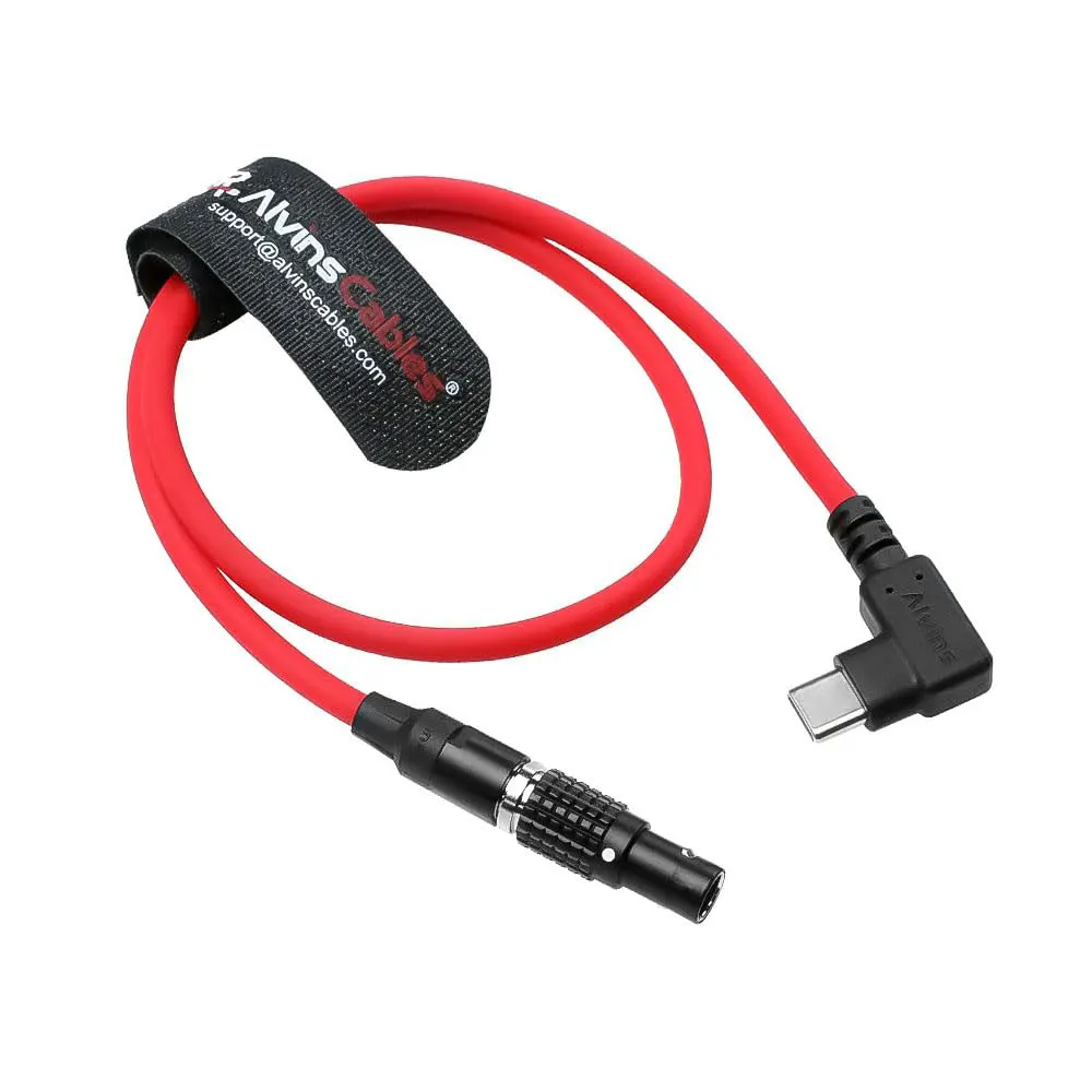 

Alvin's Cables Ultra Soft Right Angle USB-C Type-C to 2 Pin Black-Plated 12V Fast Charging Power Cable for Tilta|Z-CAM|Teradek|S