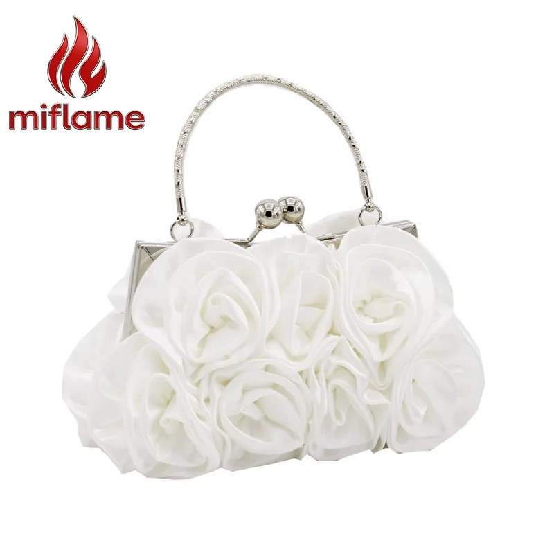 

Miflame Rose Floral Handbag for Women Girls Sweet Bride Bridesmaid Elegant Evening Party Shoulder Crossbody Purse