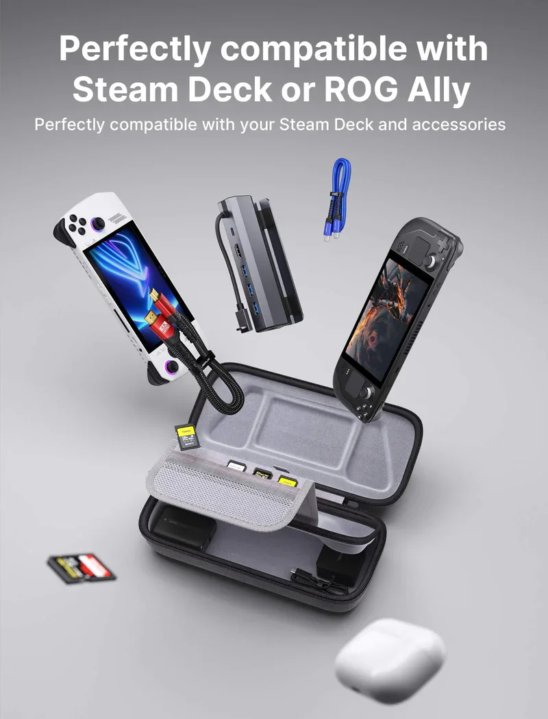 Carrying Case for ROG Ally X,Protective Hard Shell Carry Case Built-in Charger & Docking Station Storage,ROG Ally X Case-BG0106X