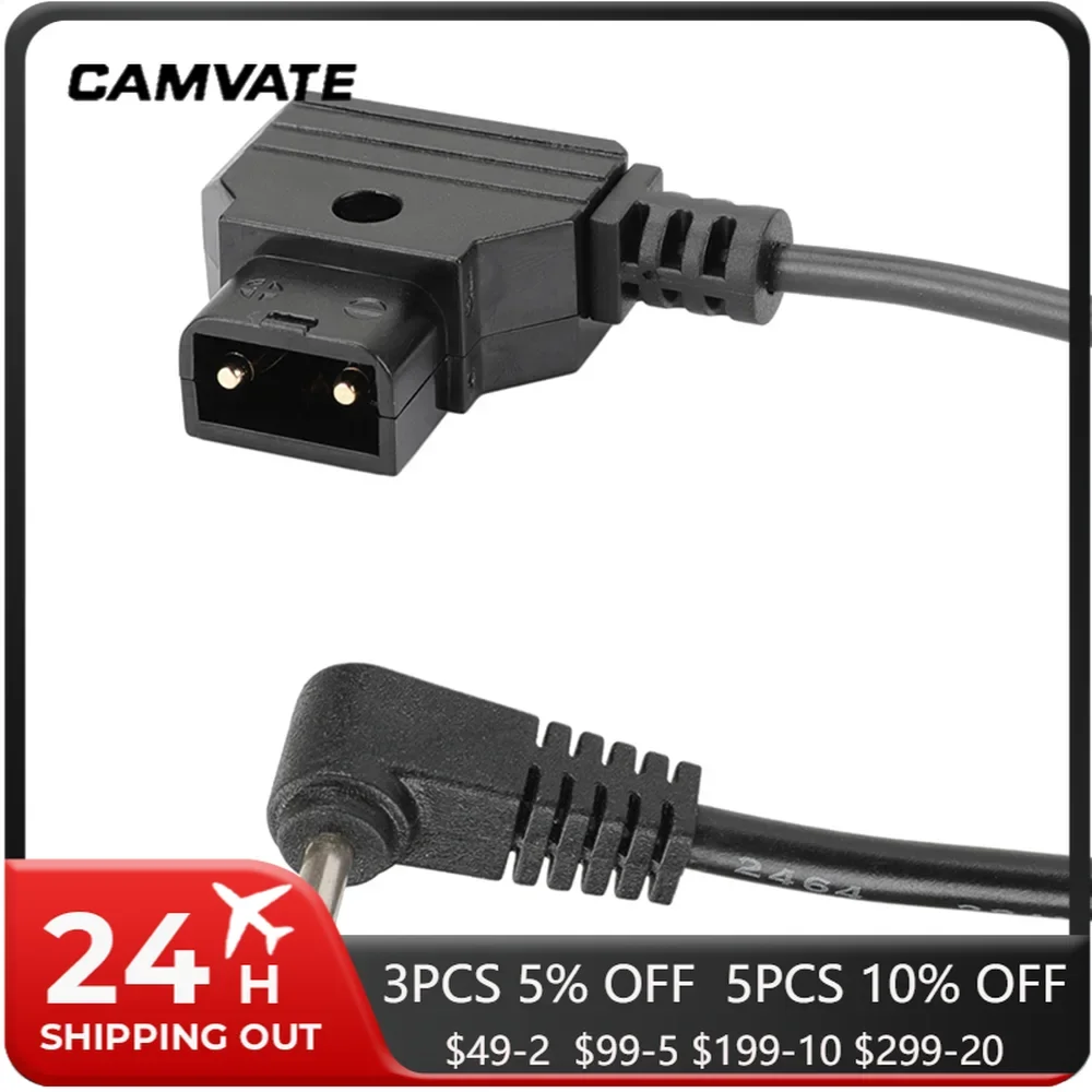 CAMVATE standard 2 Pin Male D-tap Right Angle To DC Power Cable Connector For BlackMagic Pocket Cinema Camera BMPCC (117cm Long)