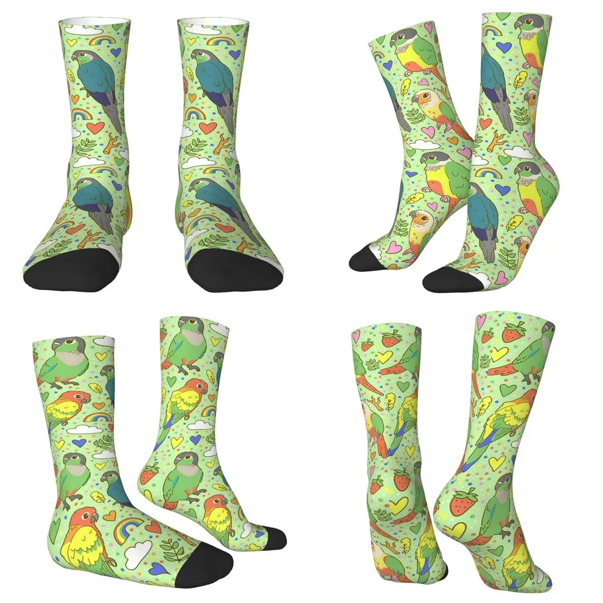 All Seasons Crew Stockings Bird Illustration Pattern Socks Harajuku Long Socks for Men Women Valentine's Day Gifts