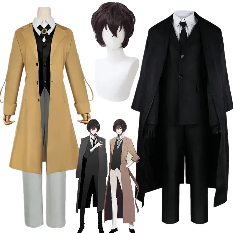 

Аниме Bungo Stray Dogs Dazai Osamu Косплей Костюм Длинная куртка Пальто Тренчи Костюмы Униформа Хэллоуин Рождественская ткань EZ3032