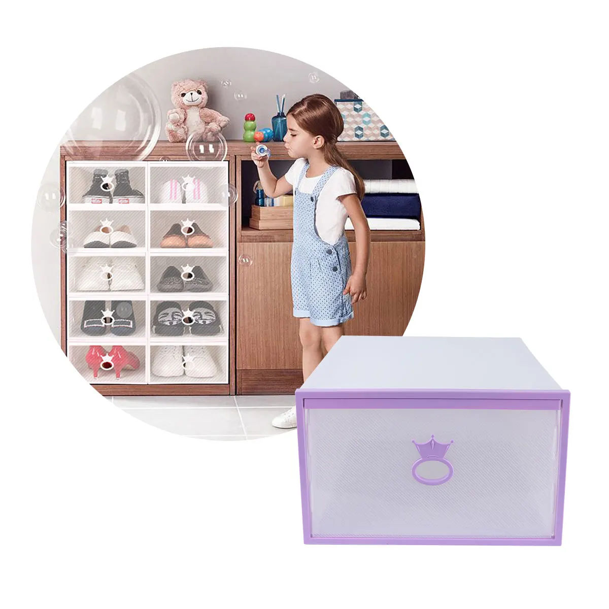 

Plastic Shoe Box Container Foldable Large Capacity Thickened Clear Organizer Drawer Insect Proof