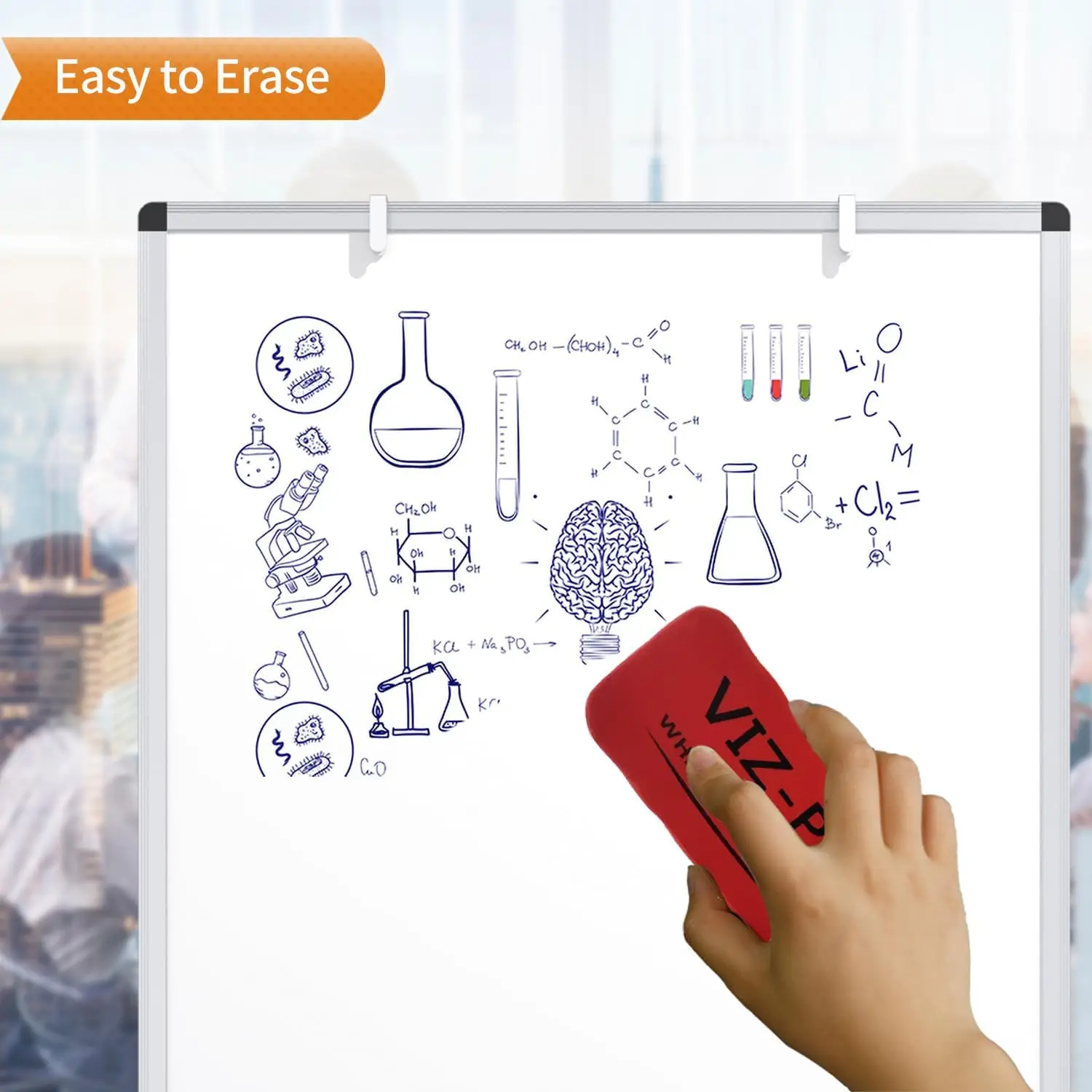 Portable Dry Erase Board, 36x24 Inches, Adjustable Height for School Office Home