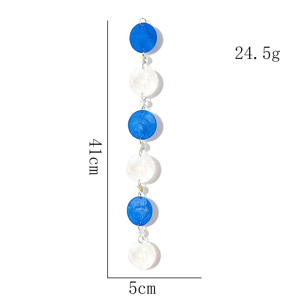 Blue White Capiz Shell Hanging Curtain Strand 41cm Iridescent Disc Beaded Garland Window Door Decor Suncatcher Boho Wedding