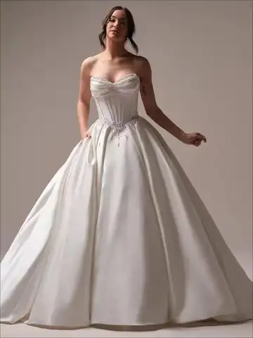 Firstwhite Gorgeous WeddingDresses with Beads Jacket Applique Lace BridalGowns Custom Made Button Back SweepTrain Robe De Mariee