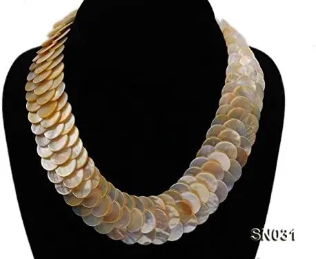 Favorite Pearl New Arriver  Choker for Women 7x9mm Fish Scale Shape White Shell Necklace 16