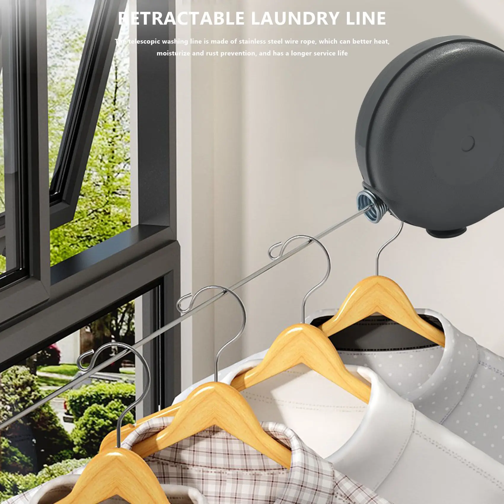 

Retractable Clothesline,Drying Rack for Indoor Outdoor Laundry Drying