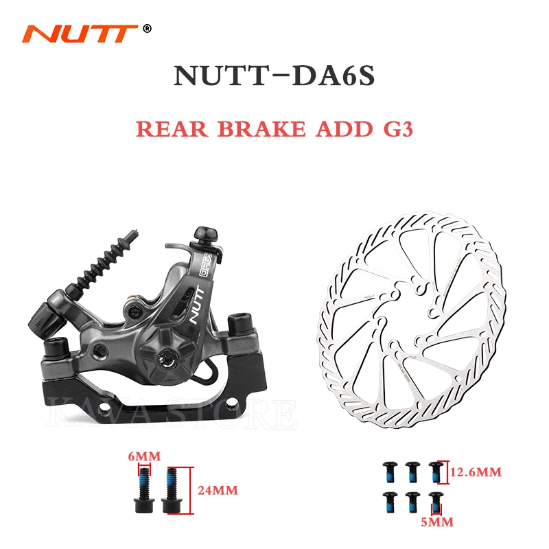 NUTT DA6S Mountain Bike Dual Piston Drive Disc Brake Caliper 160mm Rotor Mechanical Line Pull Disc Brake Scooter Bicycle Parts