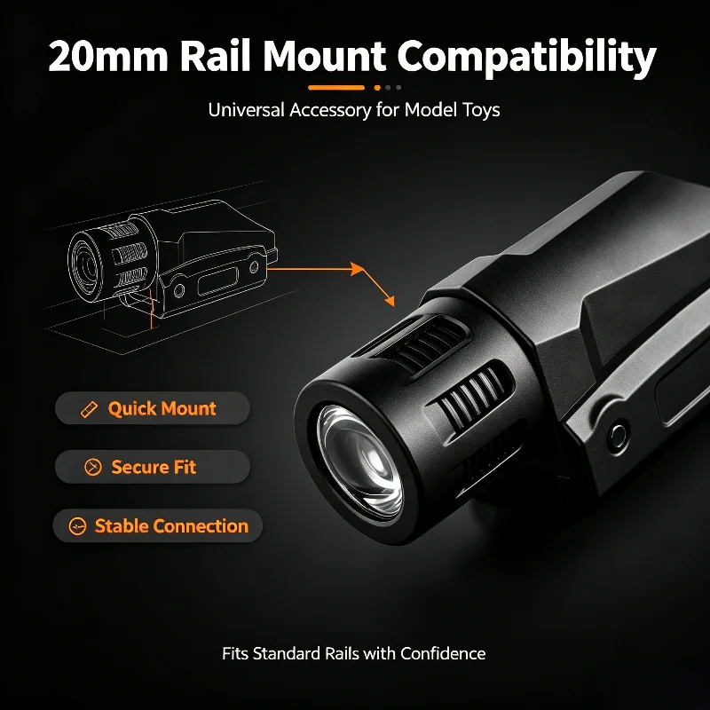 Hobby Model Toy Illumination Module Durable Metal Housing Button Battery Design Compatible with 20mm Rail