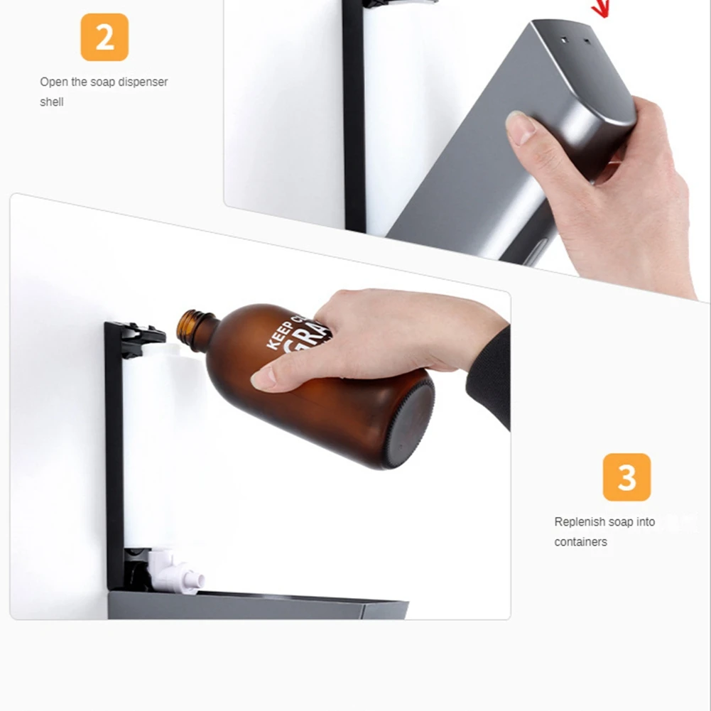 

ABKU-Настенный ручной дозатор мыла 300 мл, дозатор геля для рук, серый для ванной комнаты, офисов, ресторанов, отелей