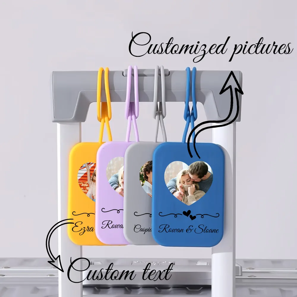 

Customized Silicone Luggage Tag With Photo And Text Anti-Lost Pendant For Travel Family And Friends Luggage Custom Luggage Tag