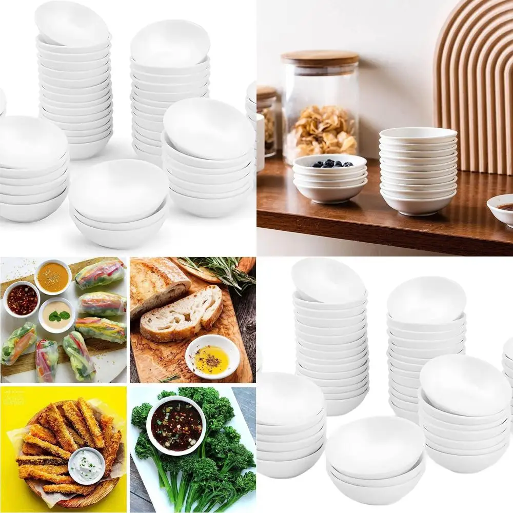 

Set of 60 3 Ceramic Soy Sauce Dishes - 1.2 Oz White Bowls for Sushi, Ketchup, Olive Oil, Appetizers