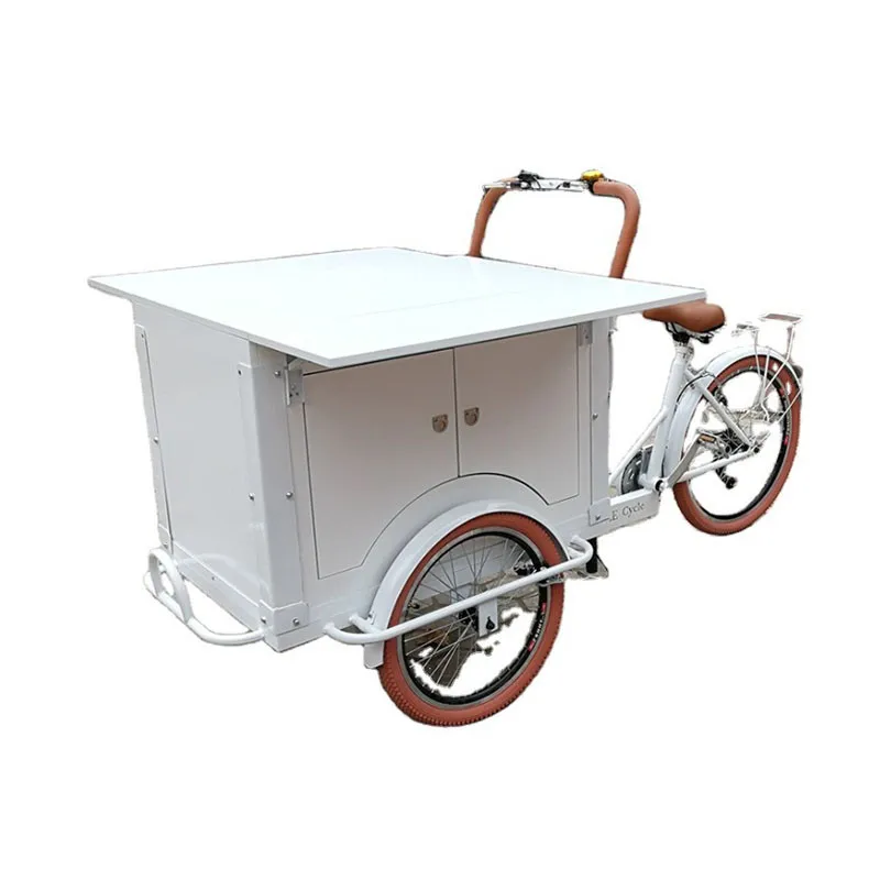 

350w Electric Foldable Bike Adult Pedal Bicycle Folding Food Kiosk Vending For Snacks Fruits Cargo Tricycle For Sale