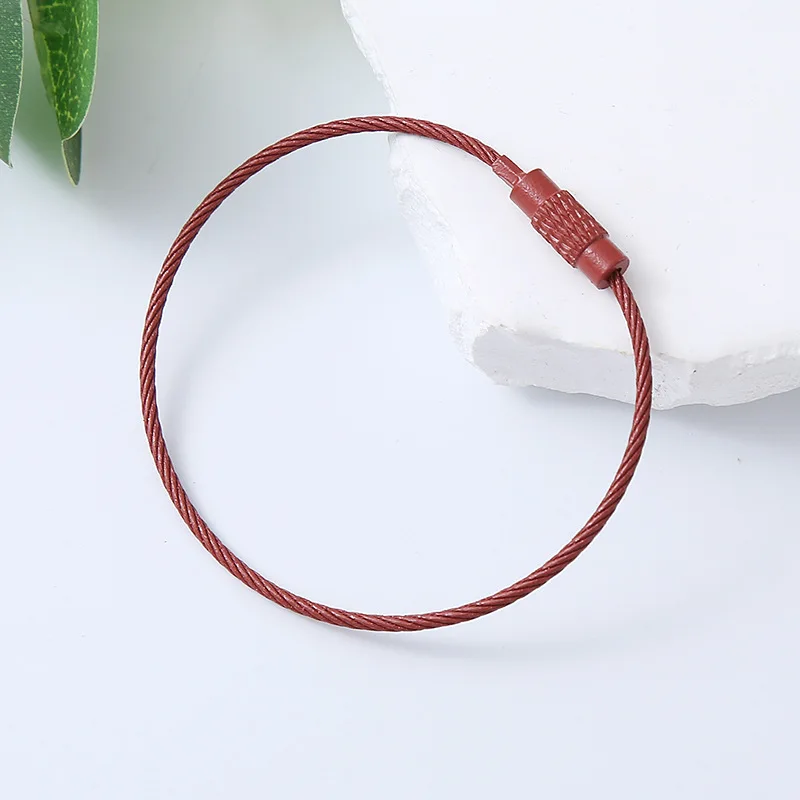 5/10 stücke Bunte Edelstahl Draht Schlüsselbund Kabel Schlaufen Hängen Outdoor Wandern Gepäck ID Tag Schlüssel Ringe Kette Halter werkzeuge – Detail 5