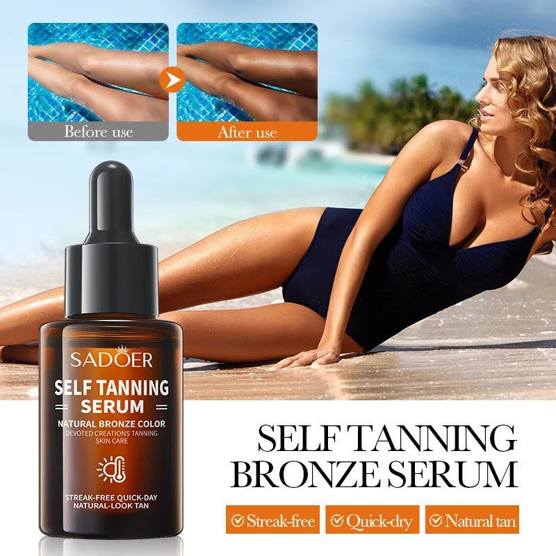 30ml Self-Tanning Serum Quick Create Natural Bronzed Complexion Without Sunlight Moisturizing Face Body Self Tan Essence Drops