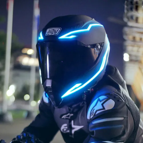 Luz para casco de motocicleta, casco de señal de conducción nocturna 4 en 1, luz EL, 3 modos, tira de luces Led para casco, Kit de accesorios de decoración