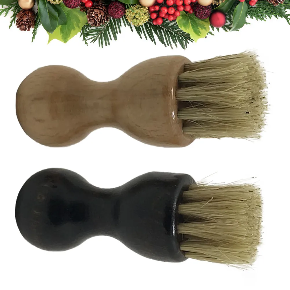 2Pcs Birch Wood Pig Bristle Shoe Cleaning Brush Set Creative Design Effective Cleaning Angle Light Weight Portable for Shoes