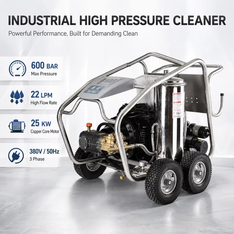 600 Bar Industrial High Pressure Cleaner Electric Washer with Italian AR Pump Copper Motor for Rust Removal Equipment