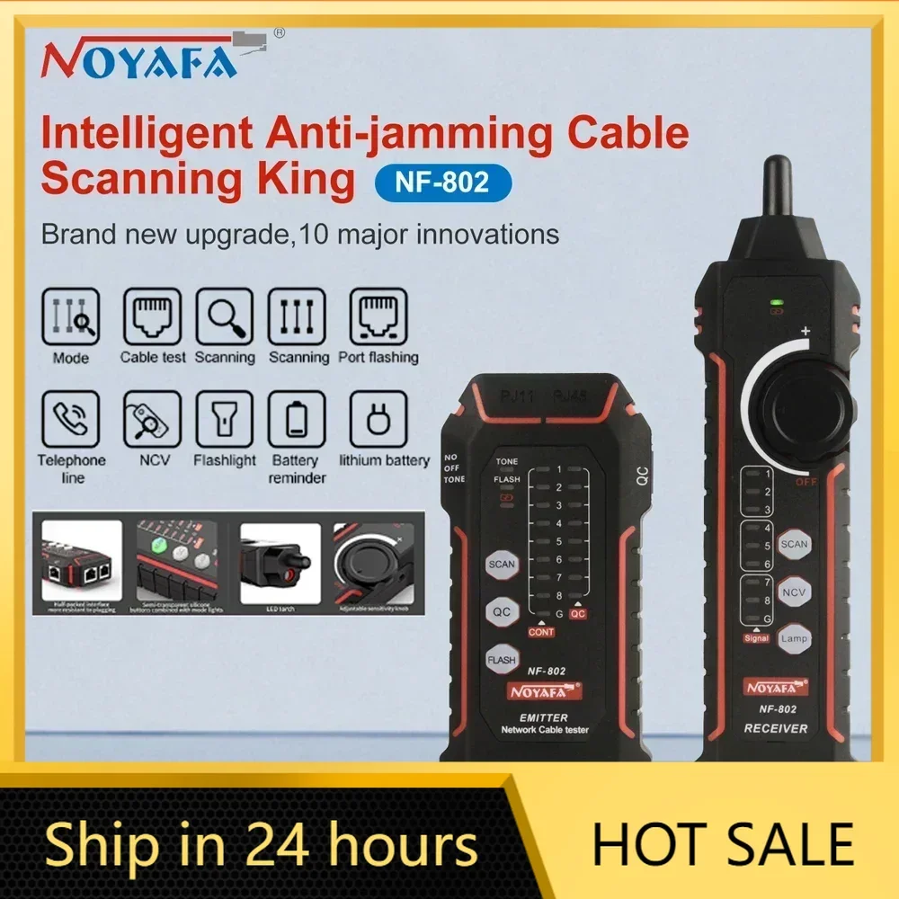 NOYAFA NF-802 Multi-function Cable Tester and Tracker RJ11 RJ45 Cat5 Cat6 LAN Ethernet Phone Wire Finder Poe Test