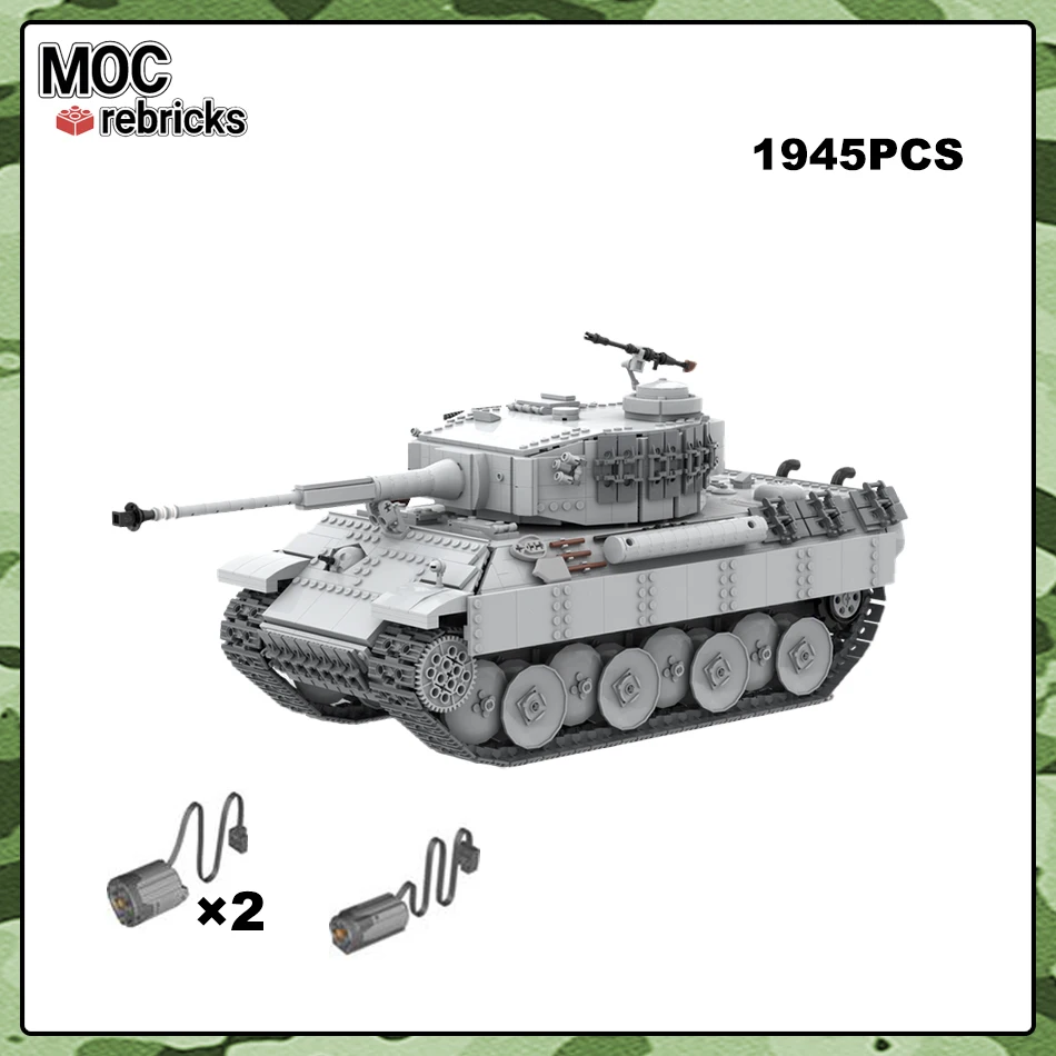 WW II Military Vehicle 1946 Main Battle Tank MOC Building Blocks Heavy With Motor Model High-Tech Bricks Toys Kid's DIY Gifts