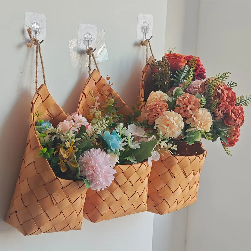 Gift Woven Flower Basket decor Flower Basket Festival Wedding Birthday Creative Gift Woven Bag Hand Gift Basket Hanging Basket