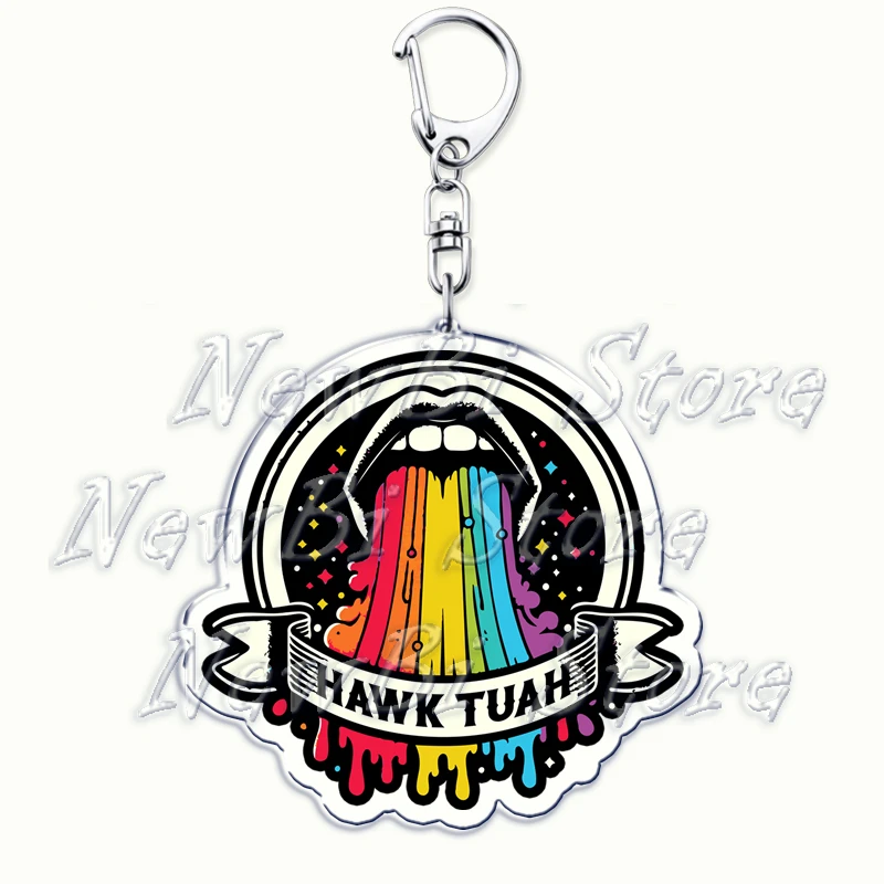 Funny Hawk Tuah Girl Meme Keychains Spit on That Thang Keyring for Accessories Bag Pendant Key Chain Jewelry Fans Friends Gifts