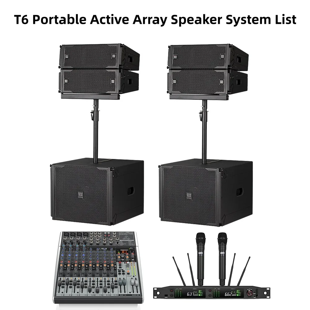 Double 6.5inch Active Line Array Speaker Set with Neodymium Magnet and Metal Shell for Stage & Outdoor Performance