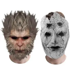 Black Myth WuKong Cosplay Mask Game Monkey Halloween Horror Mi Taoist Latex Half Face Masks Carnival Party Accessories