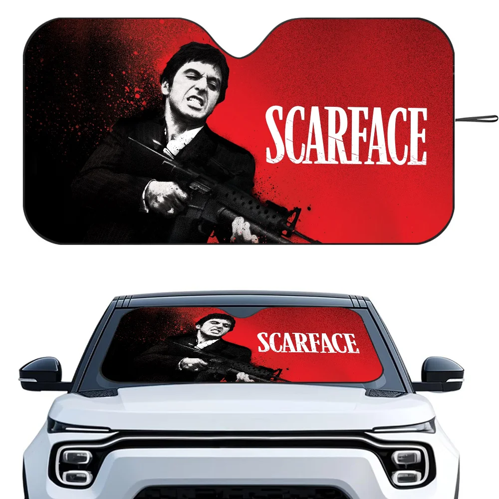 S-Scarface مظلة السيارات الستائر العازلة للحرارة الألومنيوم Film قابلة لإعادة الاستخدام شفط كأس كتل الأشعة فوق البنفسجية سيارة الشمس قناع حامي #1
