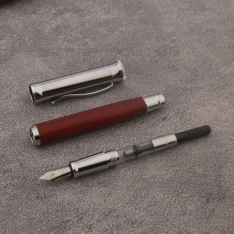 High Quality Brand red wooden Fountain Pen Calligraphy Stationery Office School Supplies Writing Gift Ink Pens