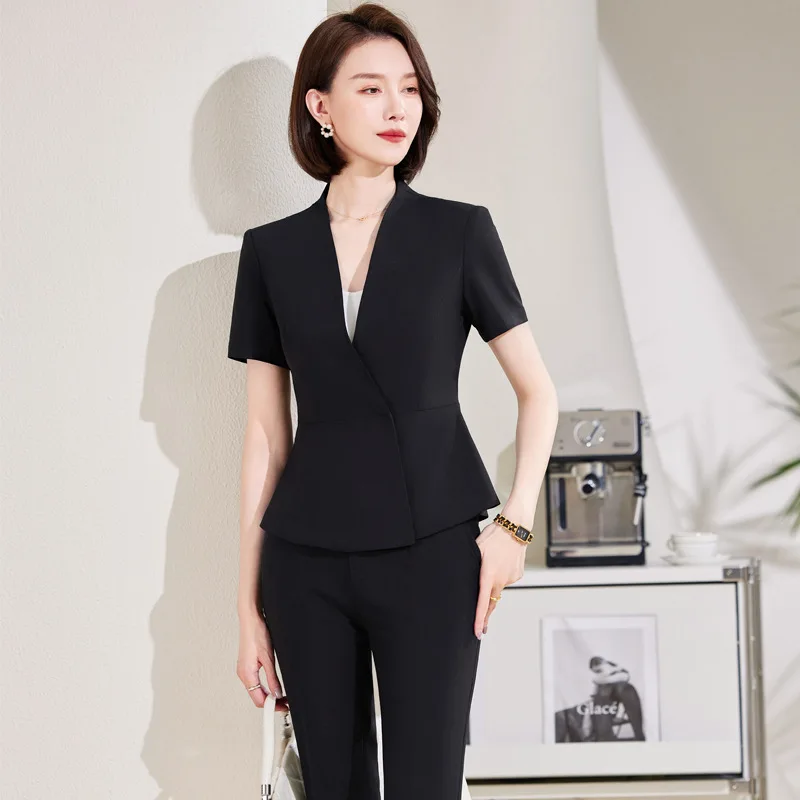 Short Sleeve Business Suit Women's Summer Thin Beauty Salon Jewelry Shop Hotel Front Desk Club Technician Foot Bath Workwear