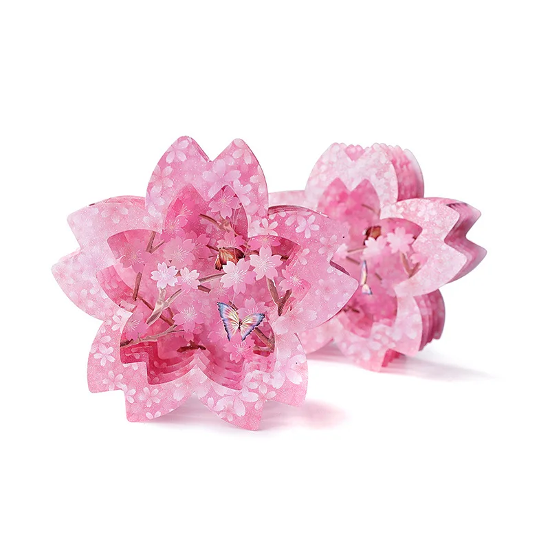 

Pop up style Valentine's Day greeting card cherry blossom butterfly carving box handmade 3D love blessing message card gift