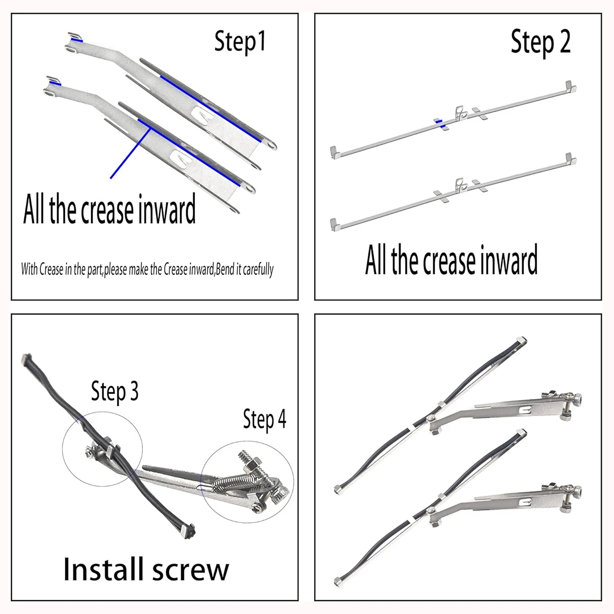1/10 RC العالمي المعادن الزجاج الأمامي محاكاة ممسحة زجاج أمامي مجموعة لسيارة RC الزاحفة ، متوافق مع سيارة Traxxas TRX-4 G500