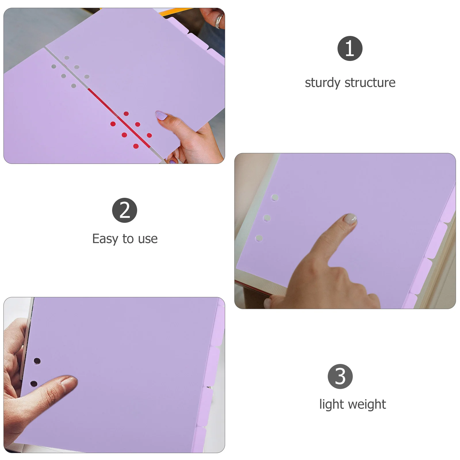 6Pcs Binder Paper Dividers Binder Dividers with Tabs 6 Hole Punch Office Supplies plastic dividers binder separators with tabs