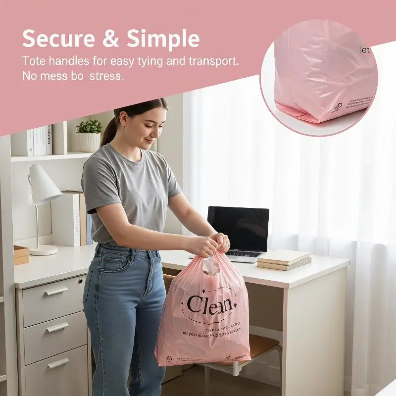 50PCS Thickened Drawstring Trash Bags Tear Resistant Leak Proof Easy Tie Garbage Bags for Kitchen Restaurant Office