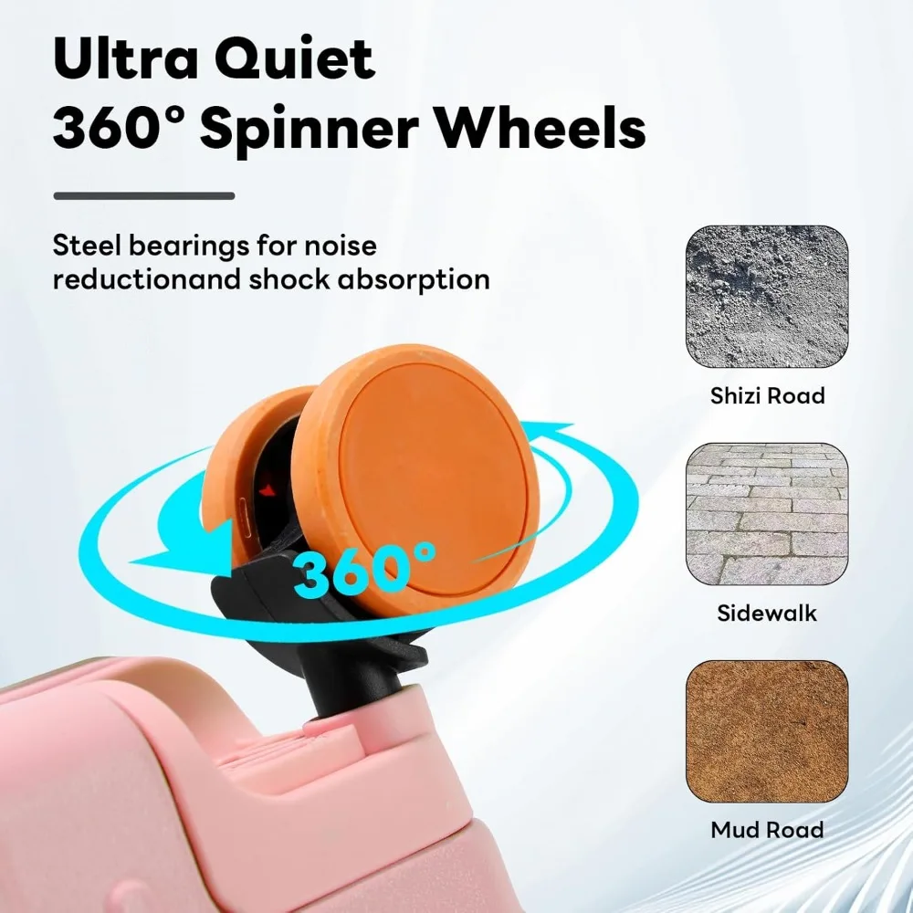 Equipaje de mano rígido liviano de 18 pulgadas aprobado por TSA con portavasos y cerradura TSA para viajes